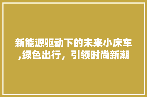 新能源驱动下的未来小床车,绿色出行，引领时尚新潮流