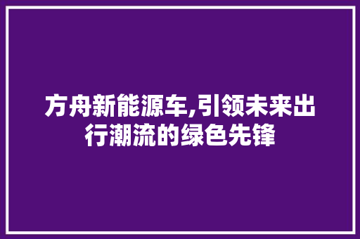 方舟新能源车,引领未来出行潮流的绿色先锋
