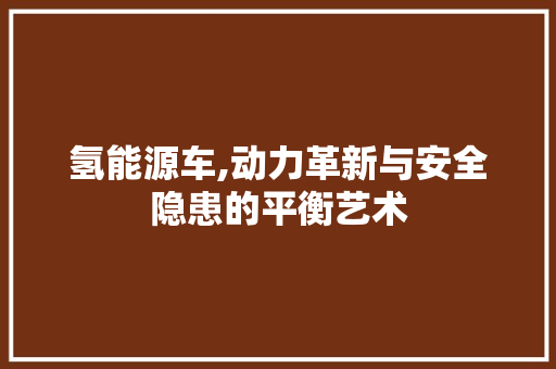 氢能源车,动力革新与安全隐患的平衡艺术