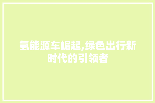 氢能源车崛起,绿色出行新时代的引领者  第1张