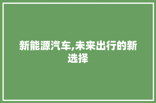 新能源汽车,未来出行的新选择