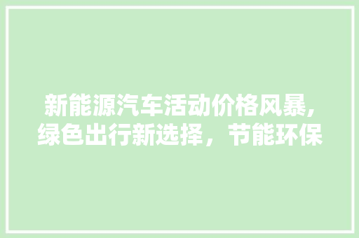 新能源汽车活动价格风暴,绿色出行新选择，节能环保双赢之路