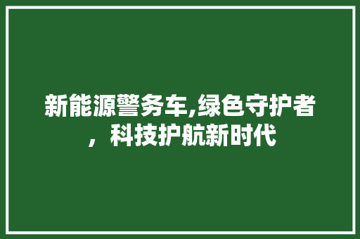 新能源警务车,绿色守护者，科技护航新时代