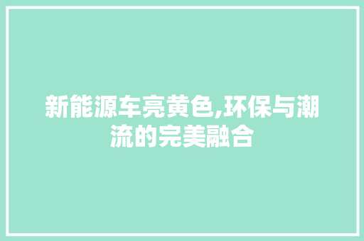 新能源车亮黄色,环保与潮流的完美融合  第1张