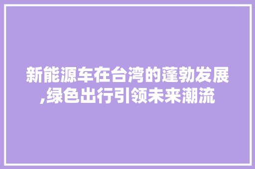 新能源车在台湾的蓬勃发展,绿色出行引领未来潮流  第1张