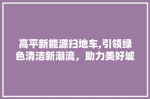 高平新能源扫地车,引领绿色清洁新潮流，助力美好城市生活