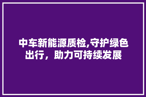 中车新能源质检,守护绿色出行，助力可持续发展