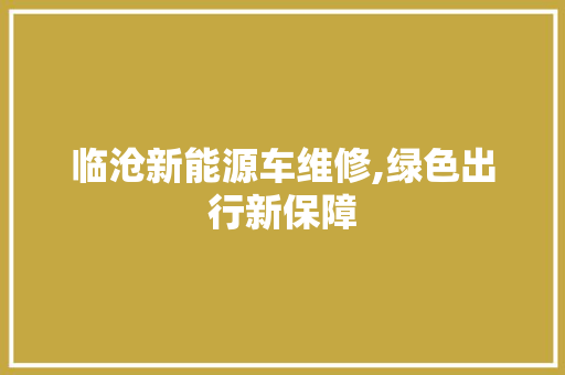 临沧新能源车维修,绿色出行新保障  第1张