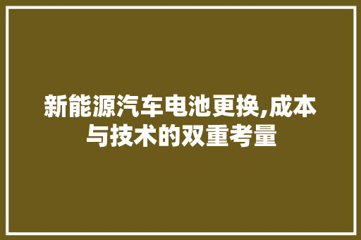 新能源汽车电池更换,成本与技术的双重考量