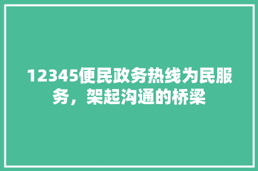 12345便民政务热线为民服务，架起沟通的桥梁