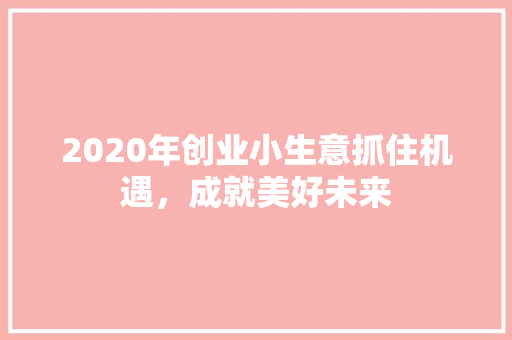 2020年创业小生意抓住机遇，成就美好未来