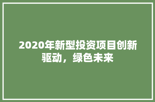 2020年新型投资项目创新驱动，绿色未来