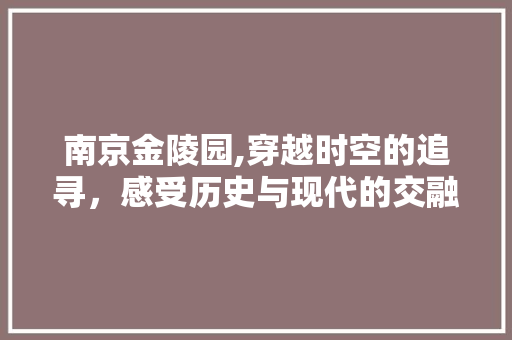 南京金陵园,穿越时空的追寻，感受历史与现代的交融