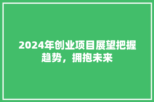 2024年创业项目展望把握趋势，拥抱未来