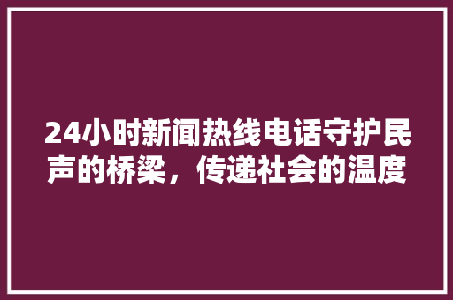 24小时新闻热线电话守护民声的桥梁，传递社会的温度