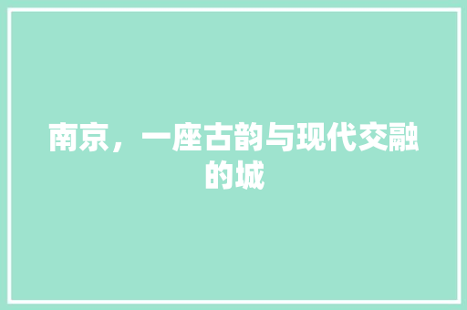 南京，一座古韵与现代交融的城