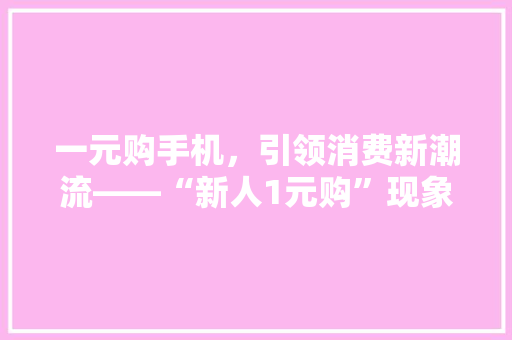 一元购手机，引领消费新潮流——“新人1元购”现象