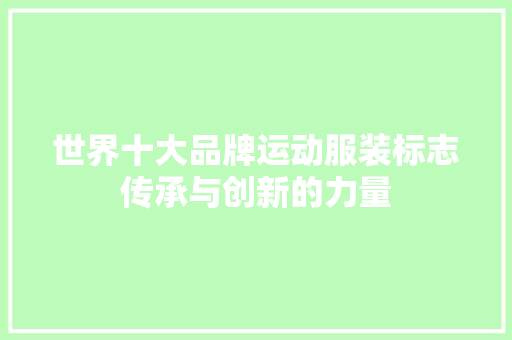 世界十大品牌运动服装标志传承与创新的力量