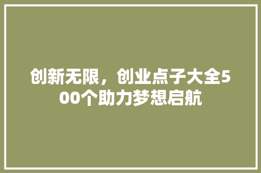 创新无限，创业点子大全500个助力梦想启航