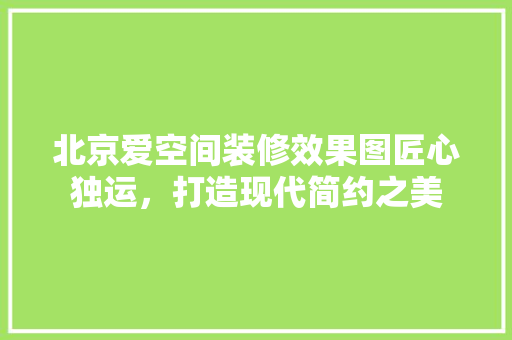 北京爱空间装修效果图匠心独运，打造现代简约之美