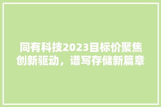 同有科技2023目标价聚焦创新驱动，谱写存储新篇章