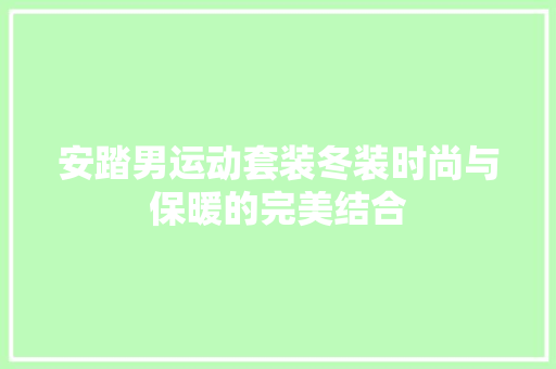 安踏男运动套装冬装时尚与保暖的完美结合
