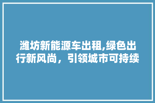 潍坊新能源车出租,绿色出行新风尚，引领城市可持续发展