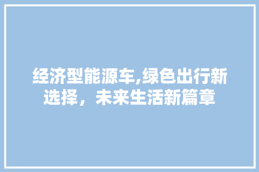 经济型能源车,绿色出行新选择，未来生活新篇章