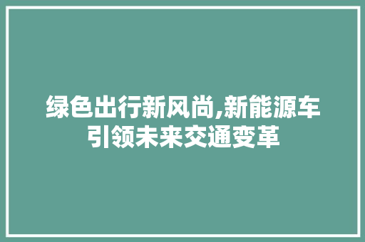 绿色出行新风尚,新能源车引领未来交通变革  第1张
