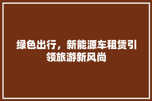 绿色出行，新能源车租赁引领旅游新风尚  第1张