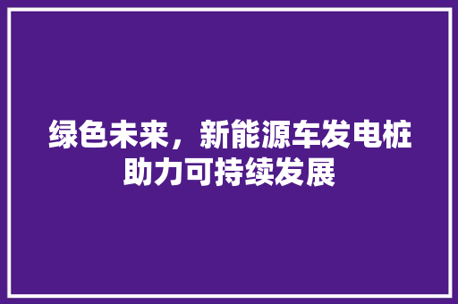 绿色未来，新能源车发电桩助力可持续发展  第1张