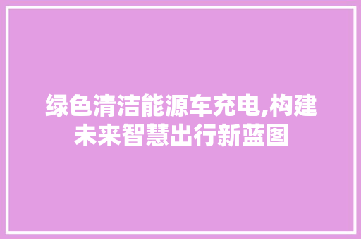 绿色清洁能源车充电,构建未来智慧出行新蓝图