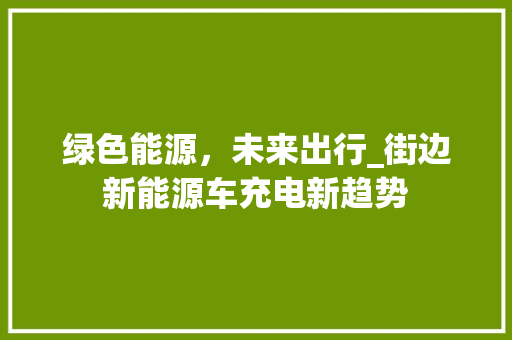 绿色能源，未来出行_街边新能源车充电新趋势