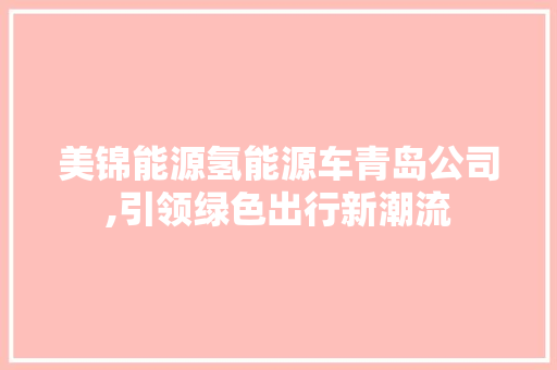 美锦能源氢能源车青岛公司,引领绿色出行新潮流