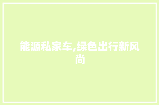 能源私家车,绿色出行新风尚  第1张