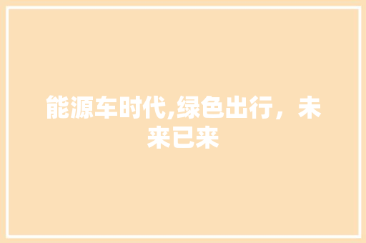 能源车时代,绿色出行，未来已来  第1张