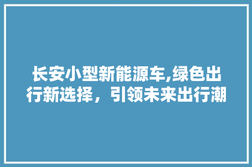 长安小型新能源车,绿色出行新选择，引领未来出行潮流