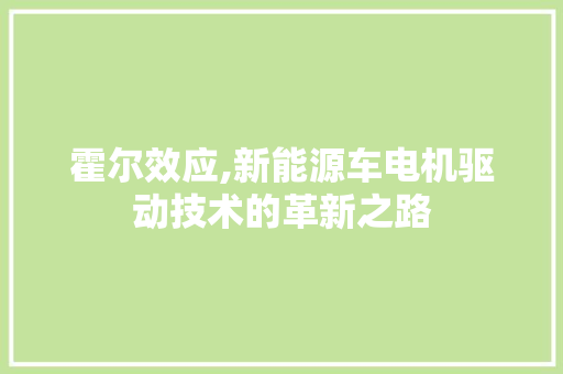 霍尔效应,新能源车电机驱动技术的革新之路