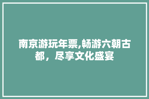 南京游玩年票,畅游六朝古都，尽享文化盛宴