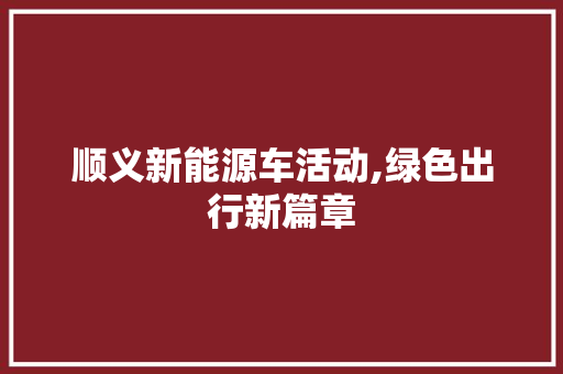 顺义新能源车活动,绿色出行新篇章  第1张