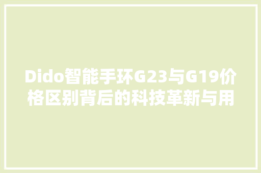 Dido智能手环G23与G19价格区别背后的科技革新与用户需求  第1张