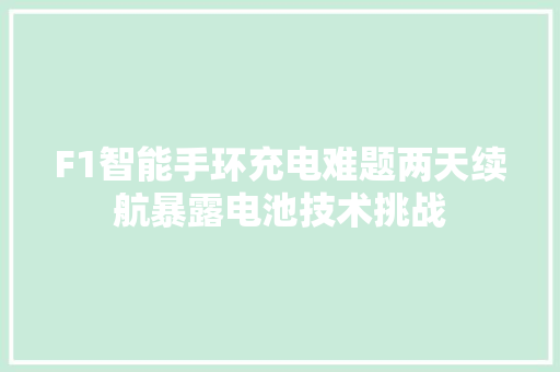 F1智能手环充电难题两天续航暴露电池技术挑战  第1张