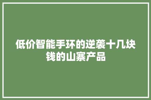 低价智能手环的逆袭十几块钱的山寨产品
