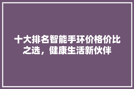 十大排名智能手环价格价比之选，健康生活新伙伴