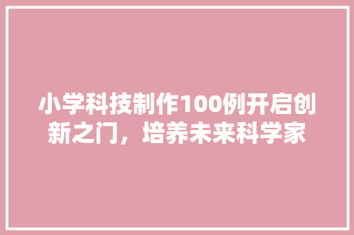 小学科技制作100例开启创新之门，培养未来科学家