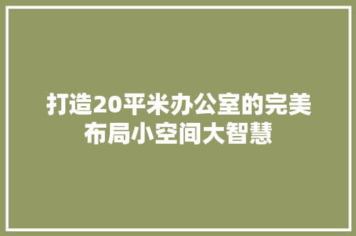 打造20平米办公室的完美布局小空间大智慧
