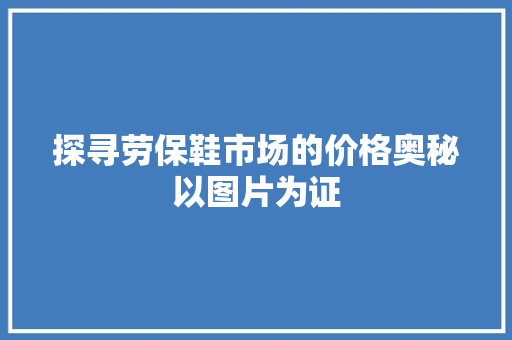 探寻劳保鞋市场的价格奥秘以图片为证