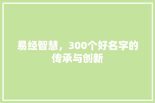 易经智慧，300个好名字的传承与创新  第1张