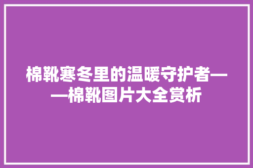 棉靴寒冬里的温暖守护者——棉靴图片大全赏析