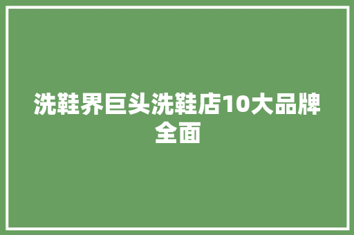 洗鞋界巨头洗鞋店10大品牌全面